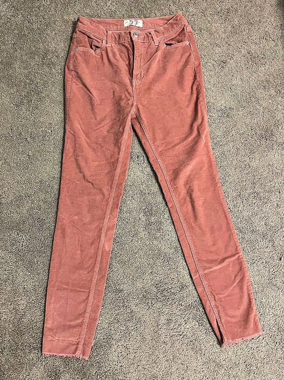 Free People We The Free Raw Hem Skinny Corduroy Pants Dusty Rose Pink 27
